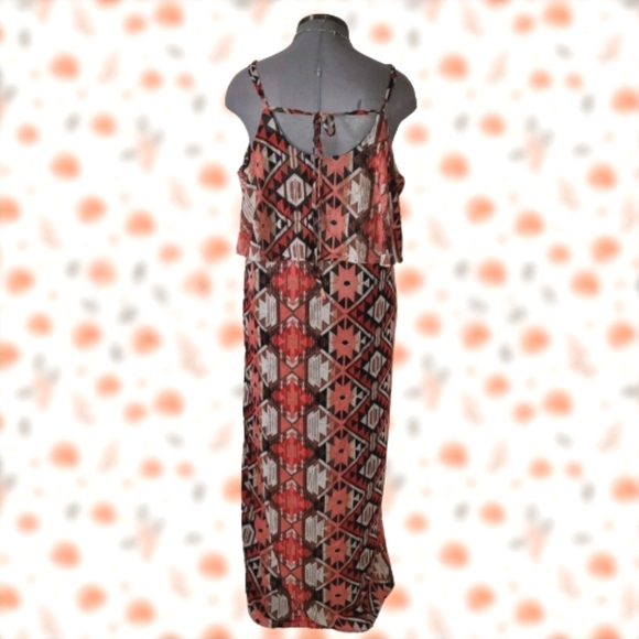 TIE BACK ☆ TRIBAL PRINT FLOUNCE RUFFLE BUST ☆ MAXI~DRESS ☆ NWT - Picture 7 of 10